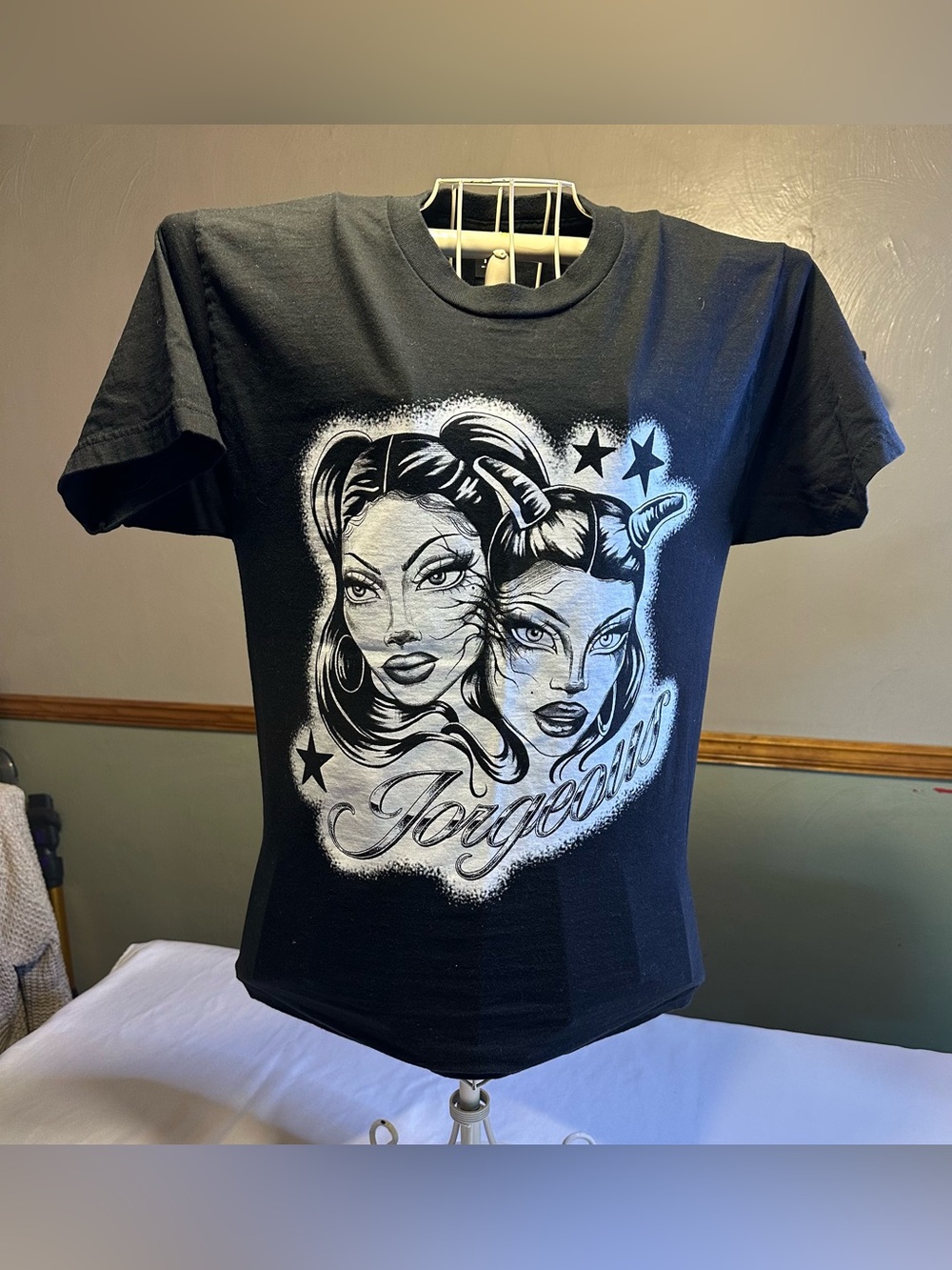 Drag queen  Black Tee with White Label Print